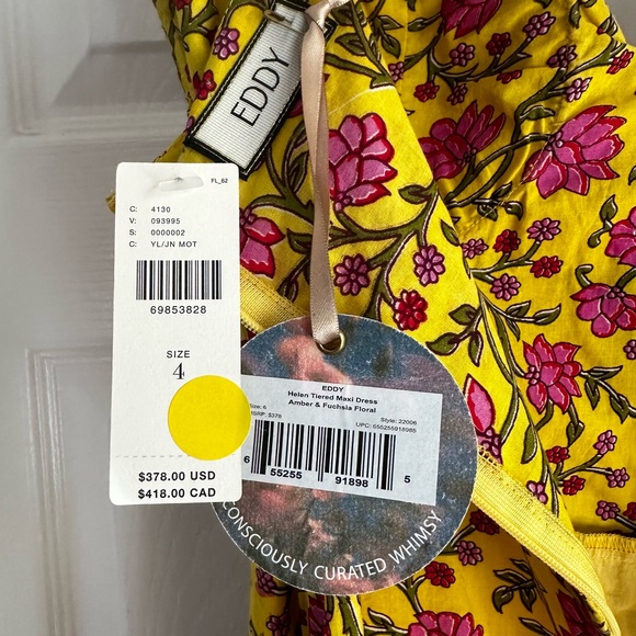 EDDY Helen Tiered Maxi Dress NWT Size 4 - Picture 4 of 7